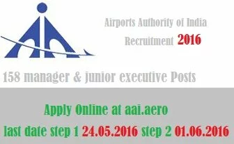 AAI manager & junior executive Recruitment 2016| www.aai.aero |, Airports authority of india
