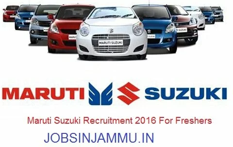 Maruti Suzuki jobs, Recruitment 2016 for 12TH pass/Graduate/ Students/ fresher's Private Jobs.