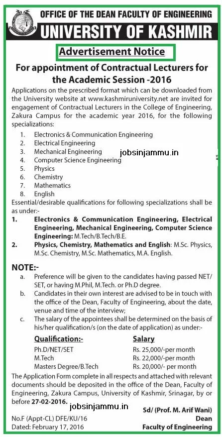  Vacancies in Kashmir University, Srinagar 2016, University kashmir, kashmiruniversity, srinagarjobs, jammujobs, K.UNIVERSITY 2016