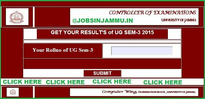 BA/BSc/BCom/BSc.HSc./BBA/BCA/BA Eng(Hons)/BCom.(Hons) 3rd Semester Examination Held in Dec. 2015| Result Has been Announced